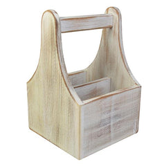 Zodiac Black/White Acacia Wood Table Caddy 6x6x9"