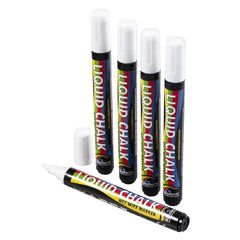 Beaumont White Chisel Tip Chalk Pen 5mm (Pack of 5)