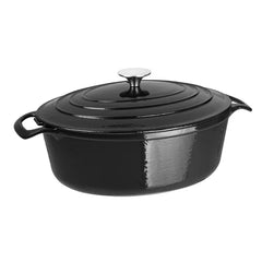 Vogue Cast Iron Black Oval Casserole Dish 5L